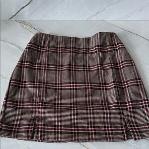 Love on a Hanger Plaid Mini Skirt in Brown and Red